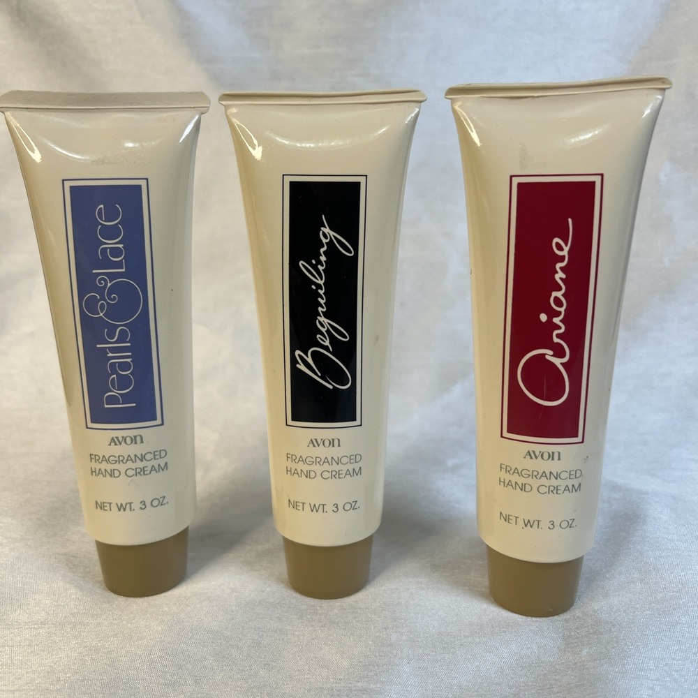 NOS 3- Vintage 1991 Avon Fragranced Hand Cream - 3oz Splendor Pearl‎ Beguiling